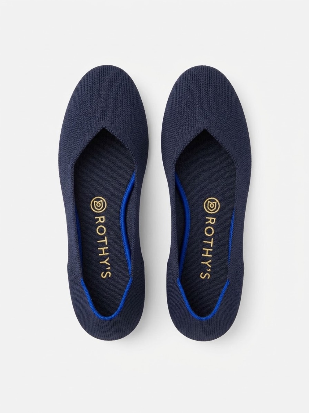 Rothy's The Flat Navy Blue Washable Knit Round Toe Ballet Flats 8.5